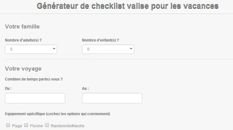 checklist valise voyage famille