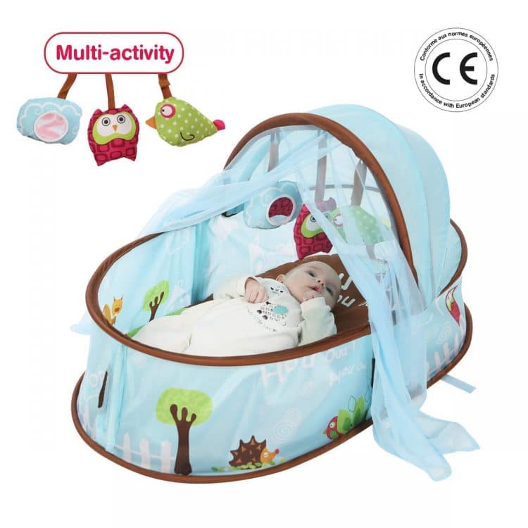 Costway Lit de Voyage Bébé 3-en-1 Parc Pliable Portable avec Table à